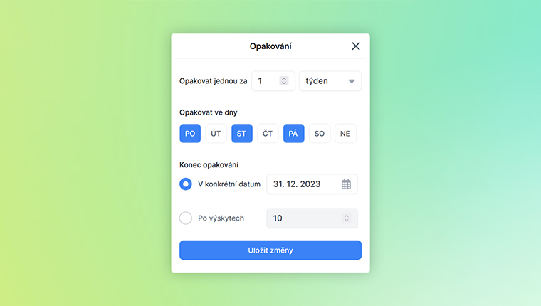Opakovaná událost v kalendáři