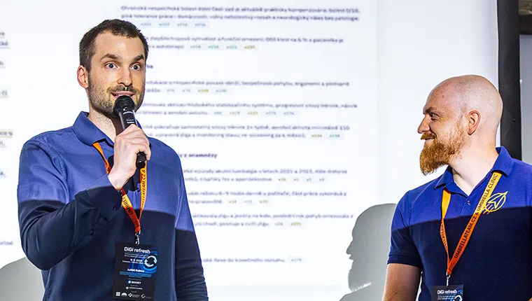Lukáš Kubina přednáší o umělé inteligenci ve fyzioterapii na konferenci DiGi refresh v Ostravě